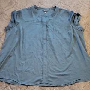 Simply Vera Vera Wang Teal Short-Sleeve Scoop Neck Blouse
